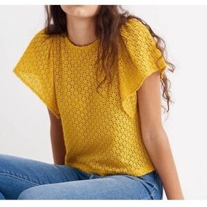 Madewell texture & thread eyelet cropped top XXS